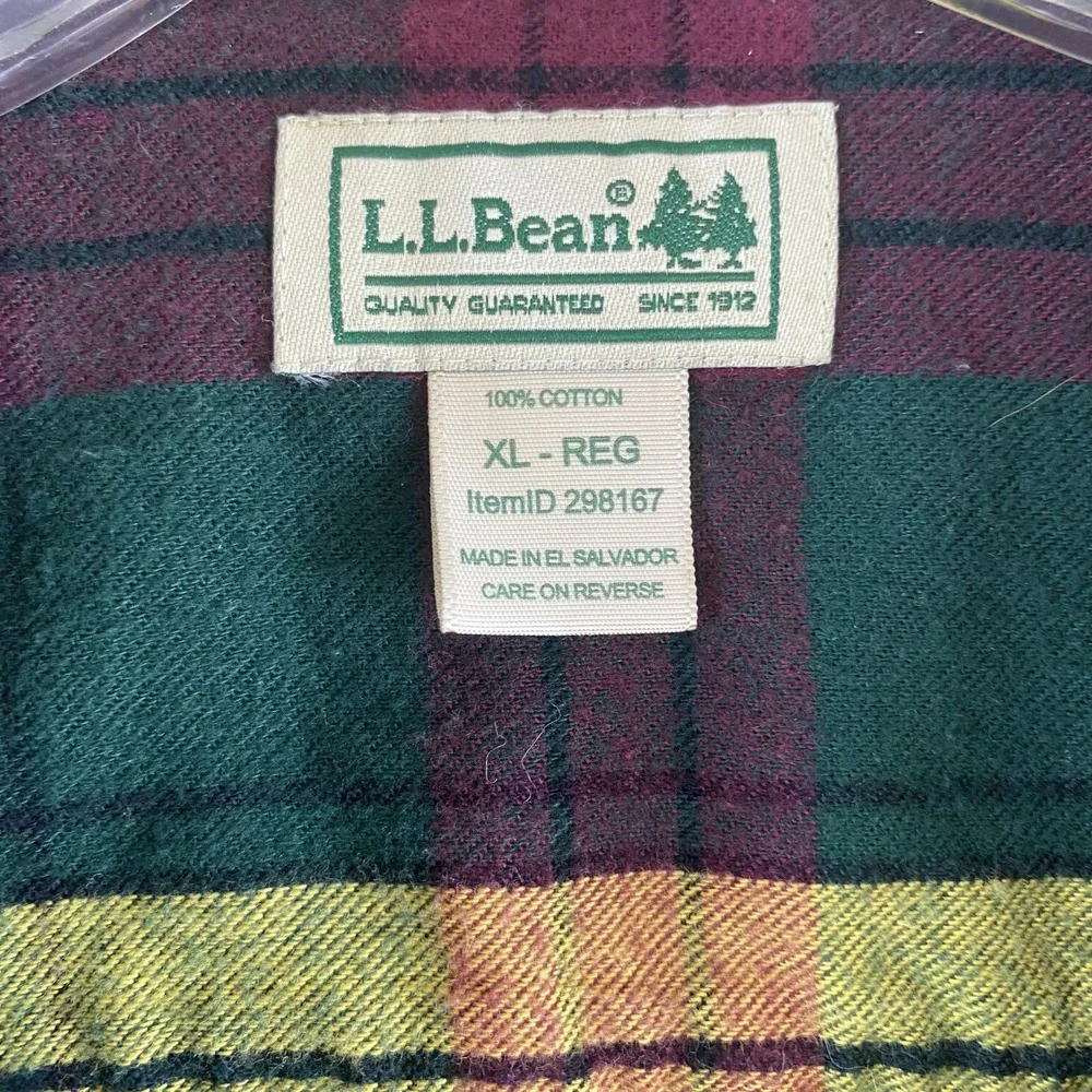 L.L.‎ Bean Flannel Shirt Men's Sz XL Bright Plaid Long Sleeve 100% Cotton - Picture 3 of 10